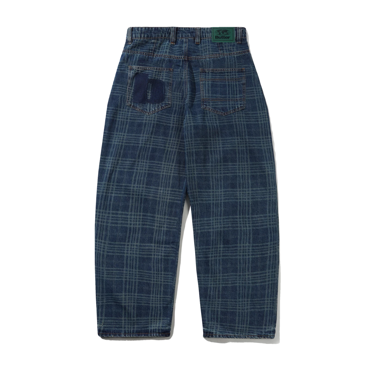 BUTTER GOODS BURN WIDE CUT DENIM JEAN INDIGO PLAID - Tôpette Skateboards & Lifestyle