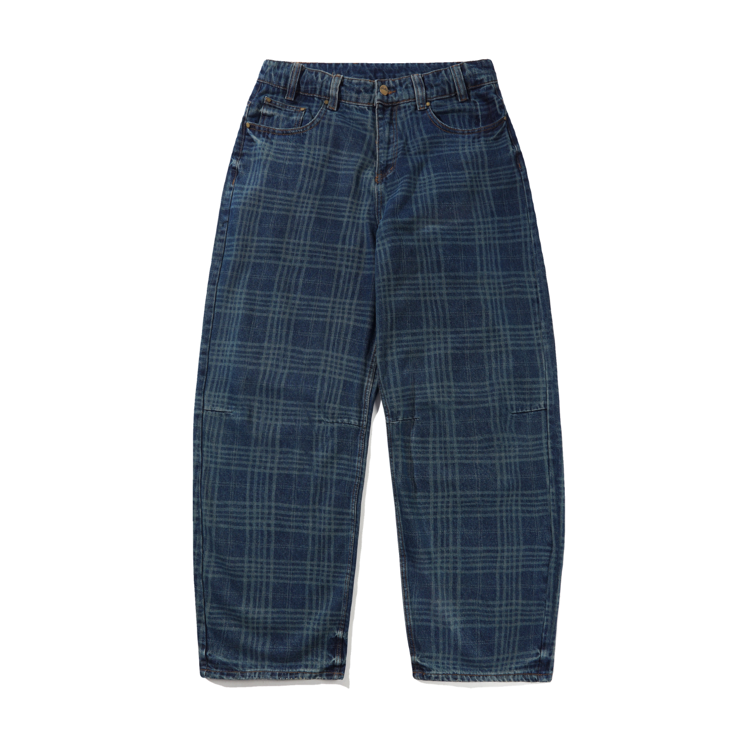 BUTTER GOODS BURN WIDE CUT DENIM JEAN INDIGO PLAID - Tôpette Skateboards & Lifestyle
