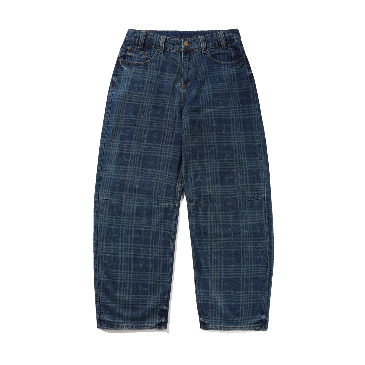 BUTTER GOODS BURN WIDE CUT DENIM JEAN INDIGO PLAID - Tôpette Skateboards & Lifestyle