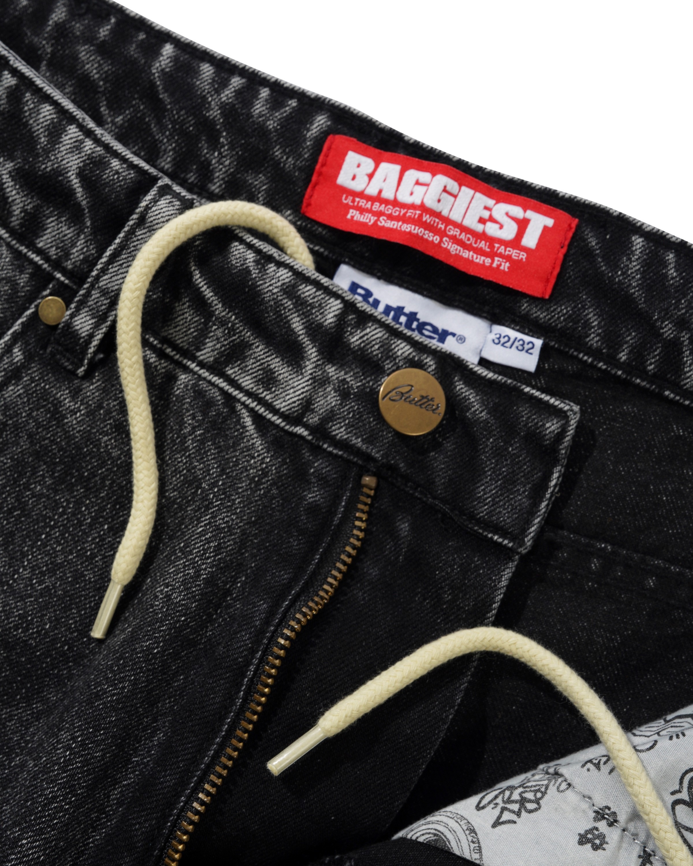 BUTTER GOODS SANTOSUOSSO DENIM JEANS STONEWASH BLACK - Tôpette Skateboards & Lifestyle