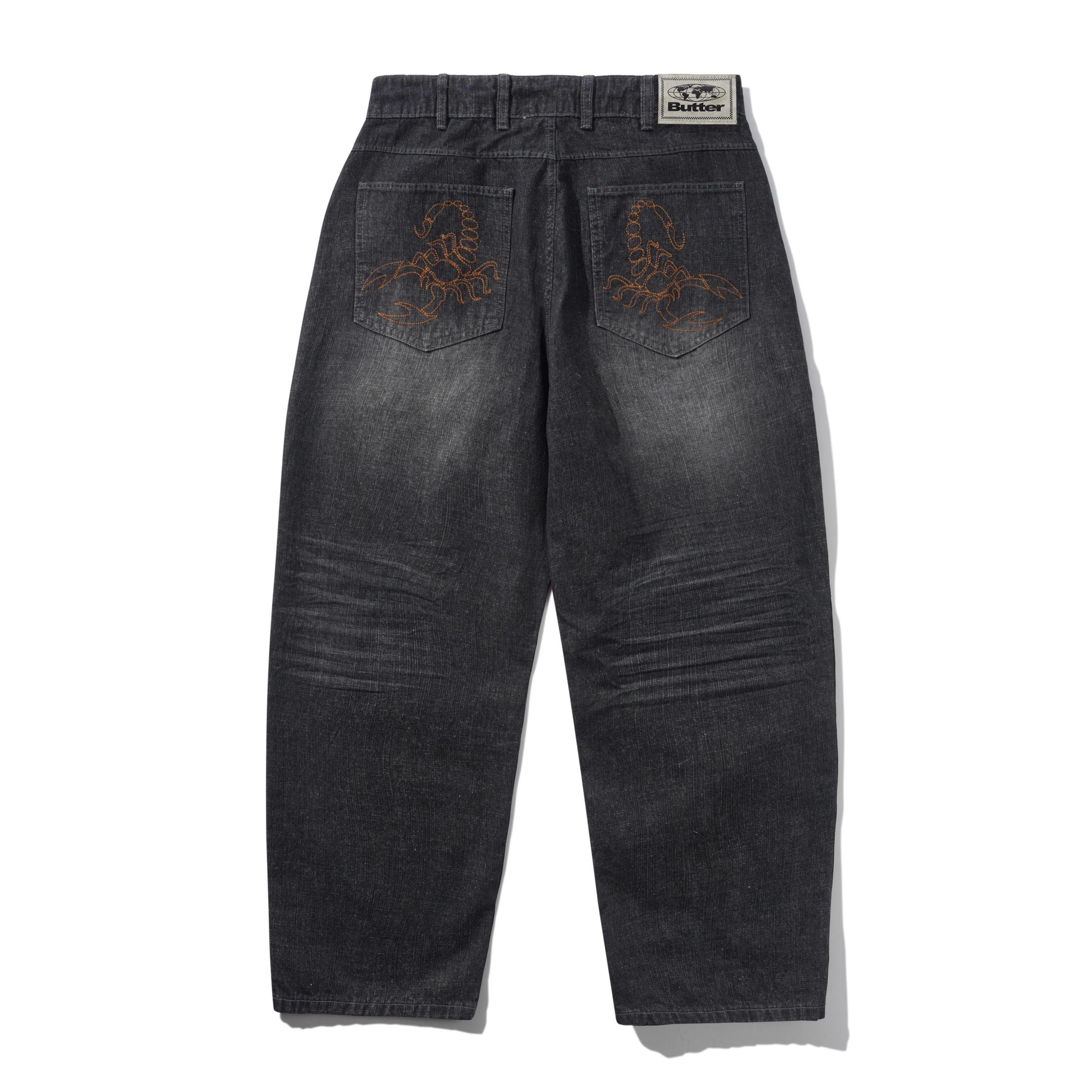 BUTTER GOODS SCORPION STITCH DENIM JEANS SLUB BLACK - Tôpette Skateboards & Lifestyle