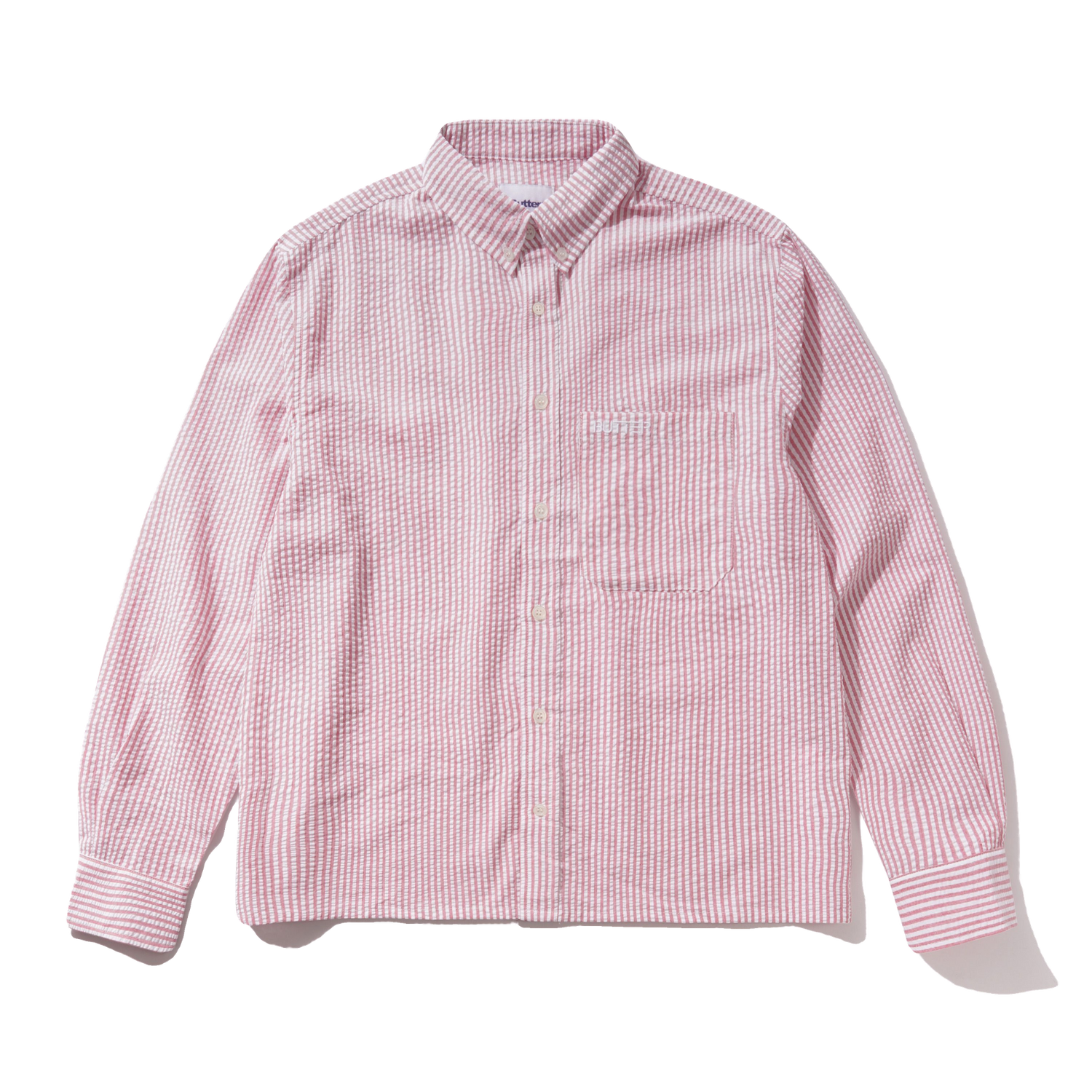 BUTTER GOODS SEERSUCKER STRIPED SHIRT RED - Tôpette Skateboards & Lifestyle
