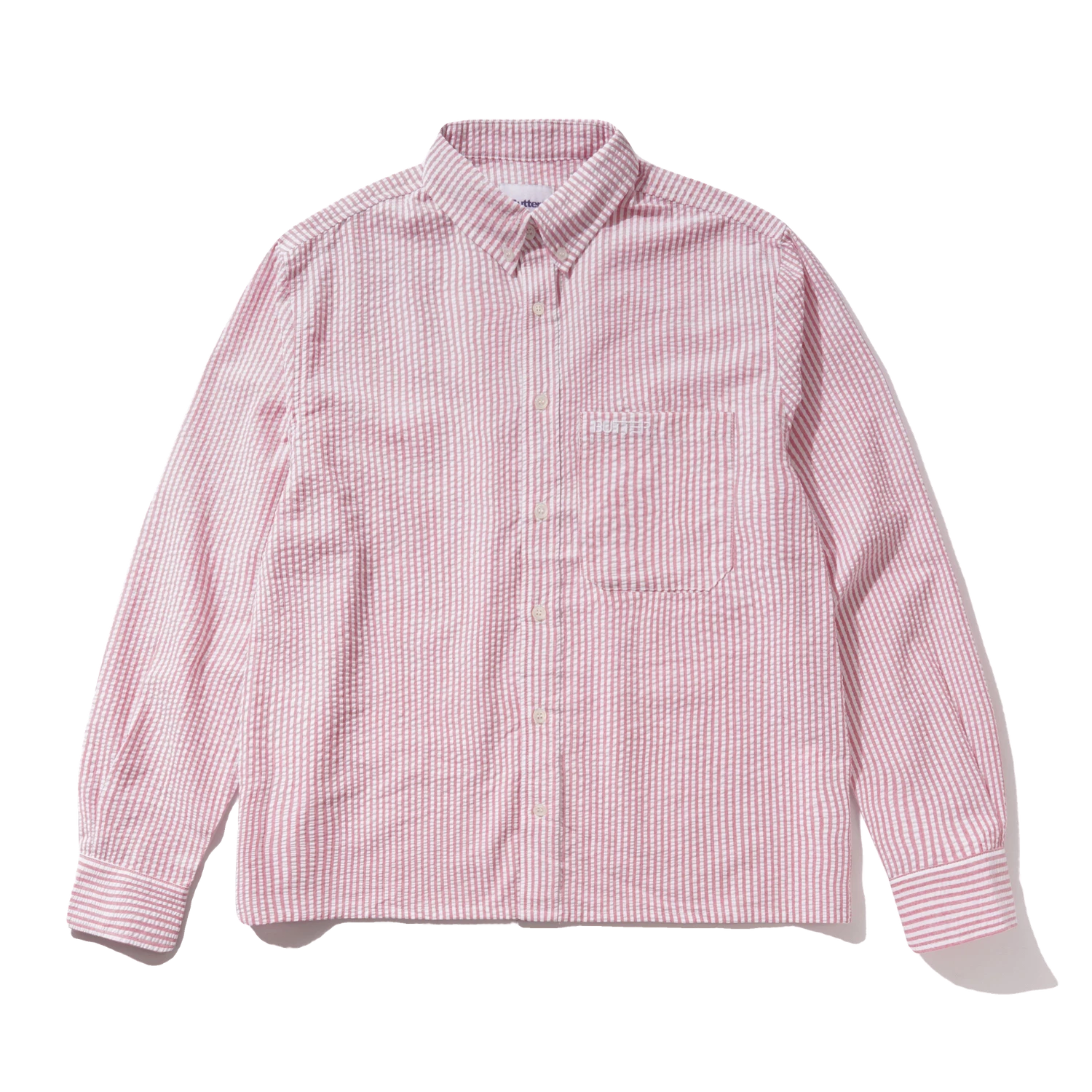 BUTTER GOODS SEERSUCKER STRIPED SHIRT RED - Tôpette Skateboards & Lifestyle