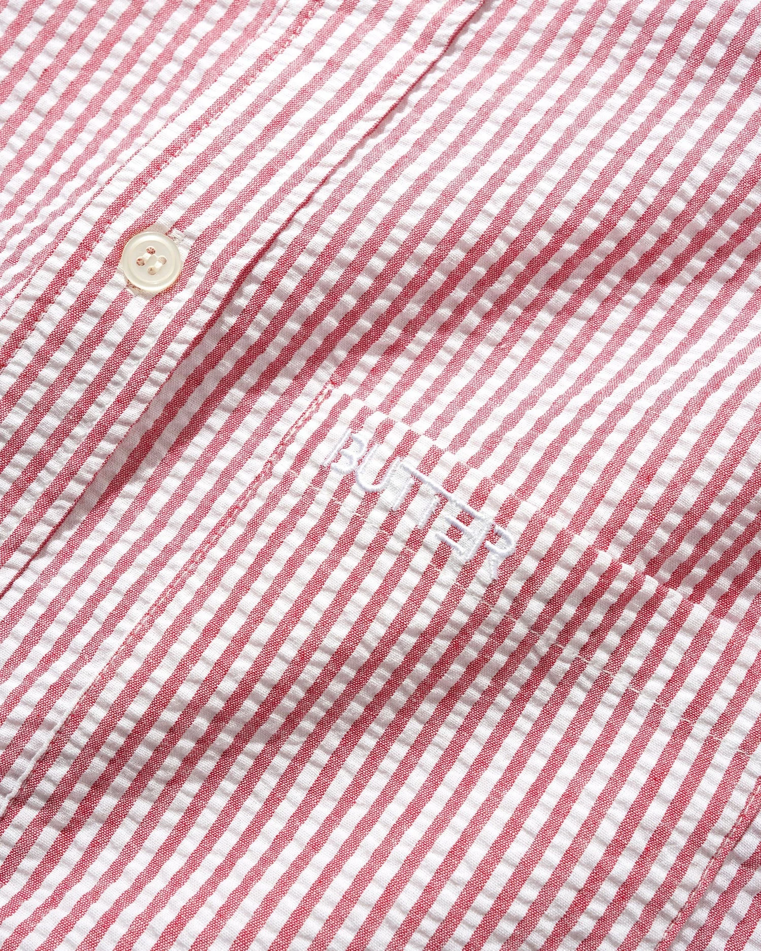 BUTTER GOODS SEERSUCKER STRIPED SHIRT RED - Tôpette Skateboards & Lifestyle