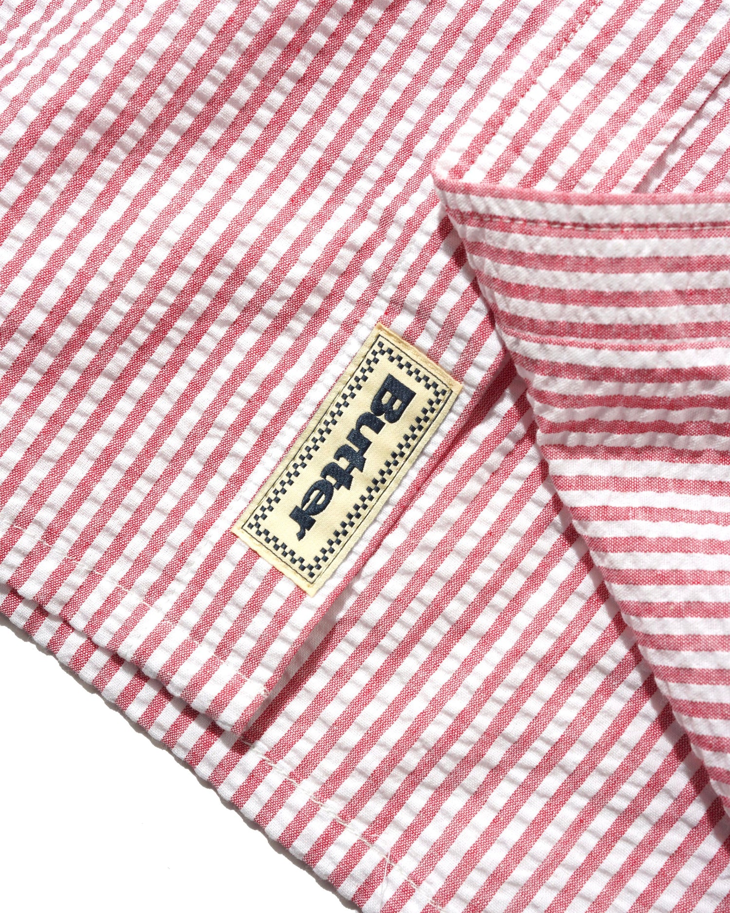 BUTTER GOODS SEERSUCKER STRIPED SHIRT RED - Tôpette Skateboards & Lifestyle
