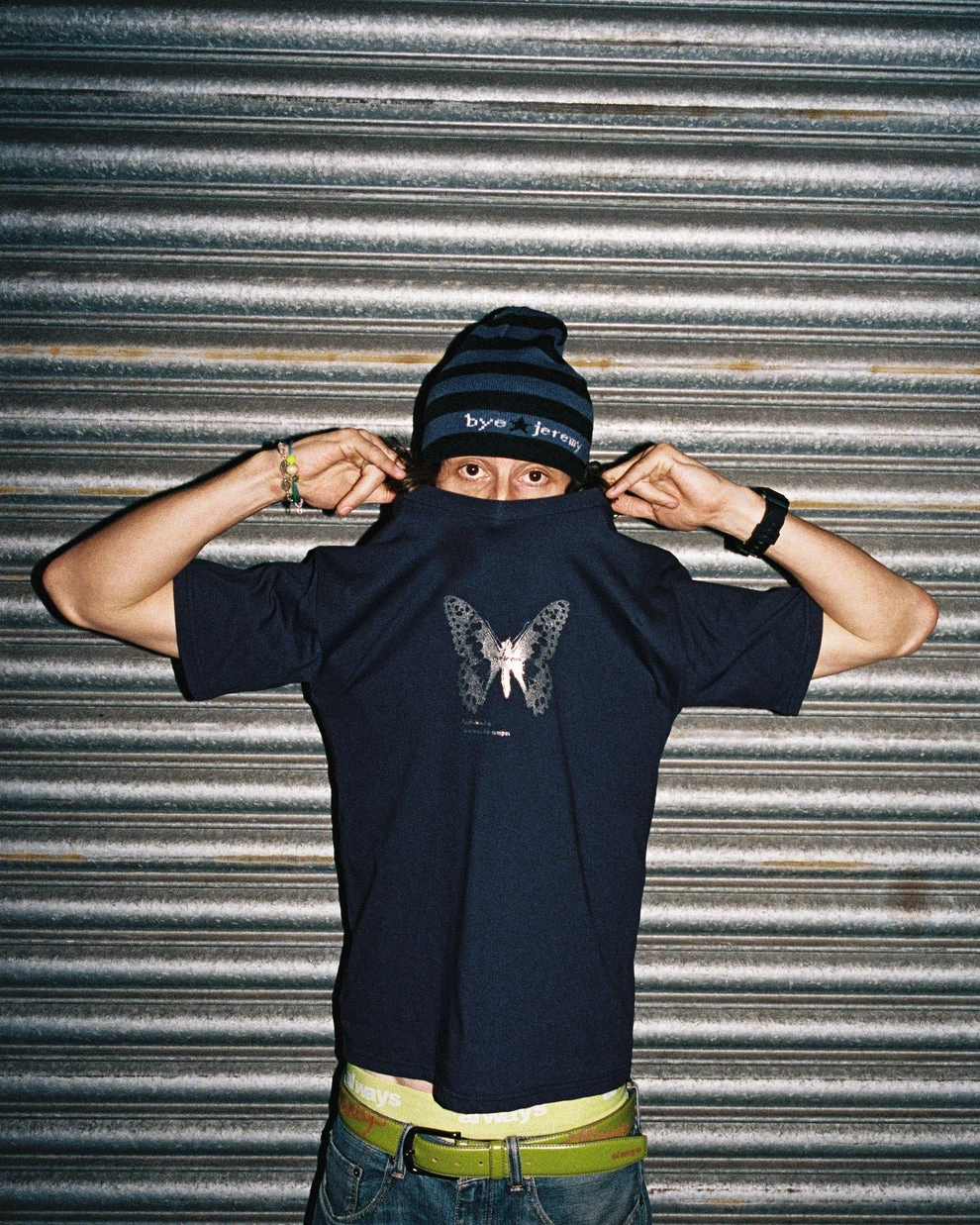 BYE JEREMY BUTTERFLY T-SHIRT NAVY/ARGENT - Tôpette Skateboards & Lifestyle