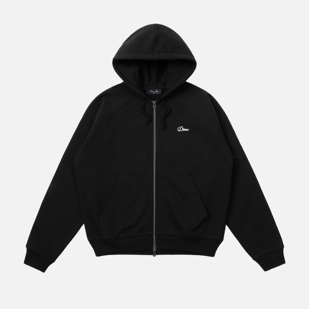 DIME CURSIVE SMALL LOGO ZIPPED HOODIE - Tôpette Skateboards & Lifestyle