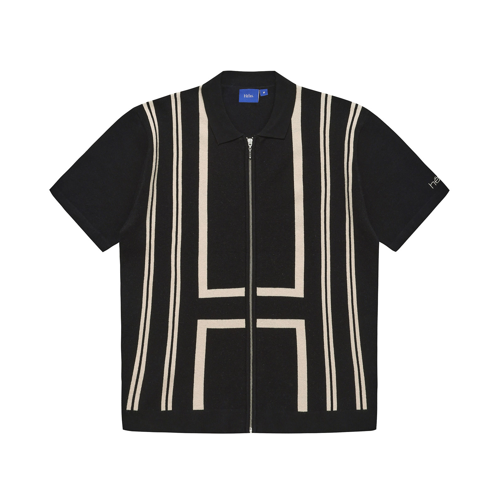 HÉLAS ALDO KNIT FULL ZIP POLO BLACK - Topette Skateboards