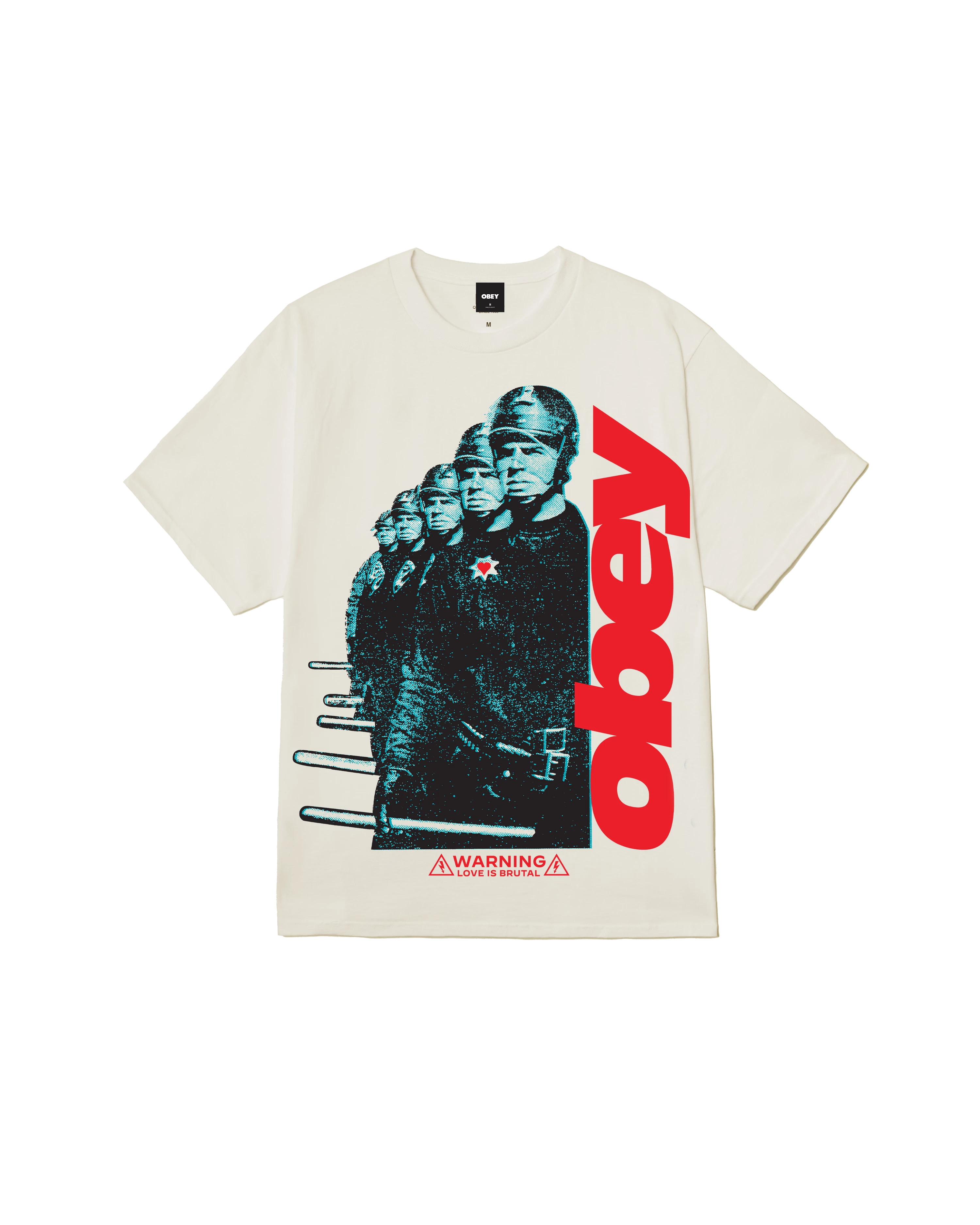 OBEY LOVE IS BRUTAL T-SHIRT VINTAGE WHITE