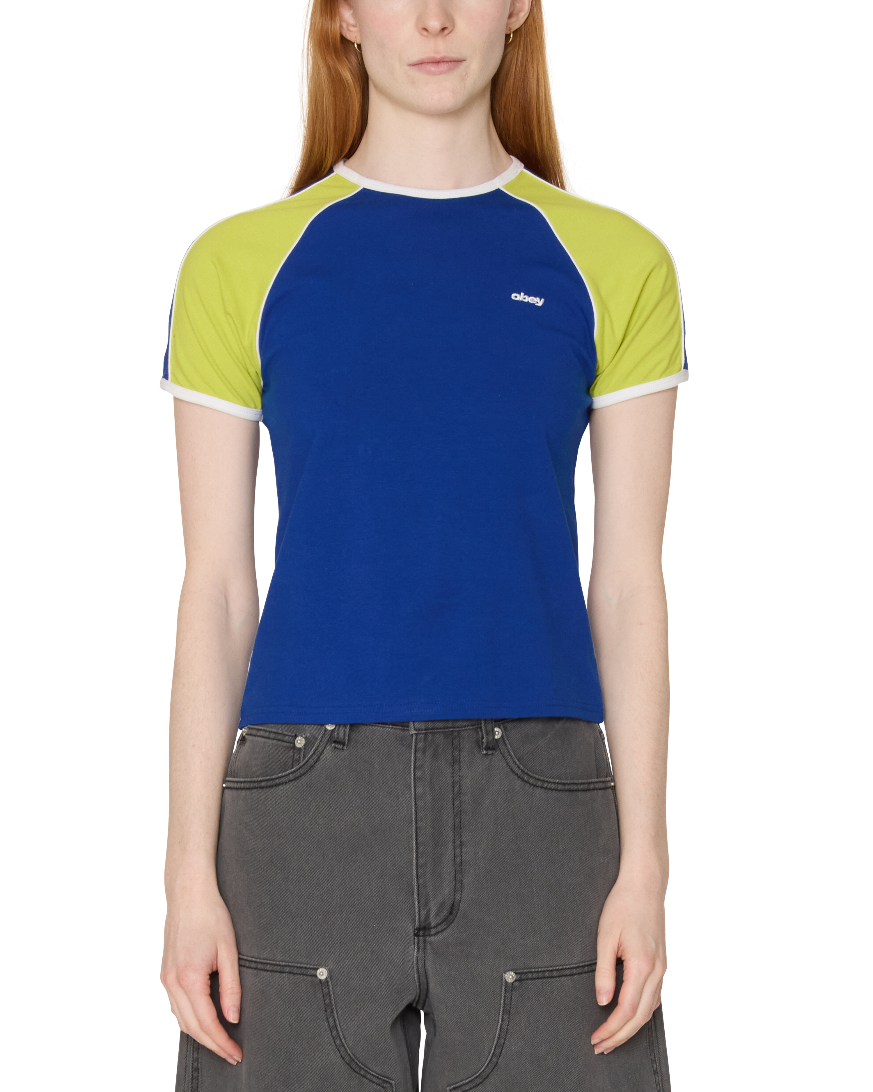 OBEY REPLAY RAGLAN S/S TEE BLUE MULTI - Tôpette Skateboards & Lifestyle