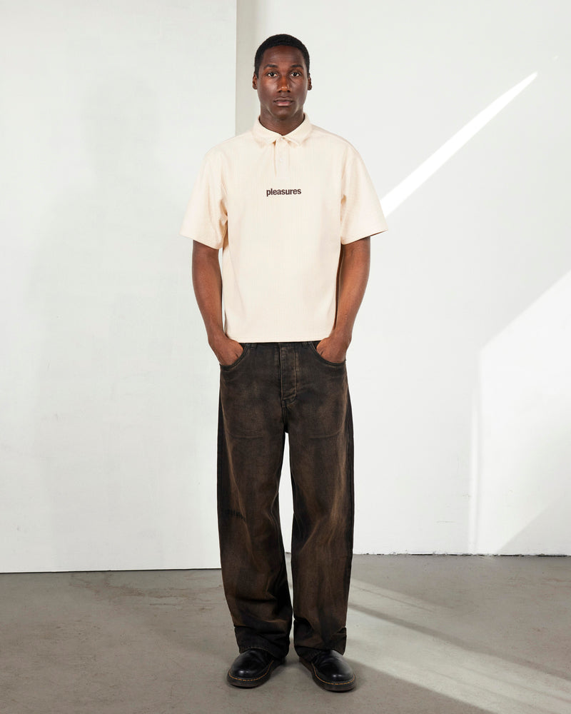 PLEASURES CABLE POLO ECRU - Tôpette Skateboards & Lifestyle