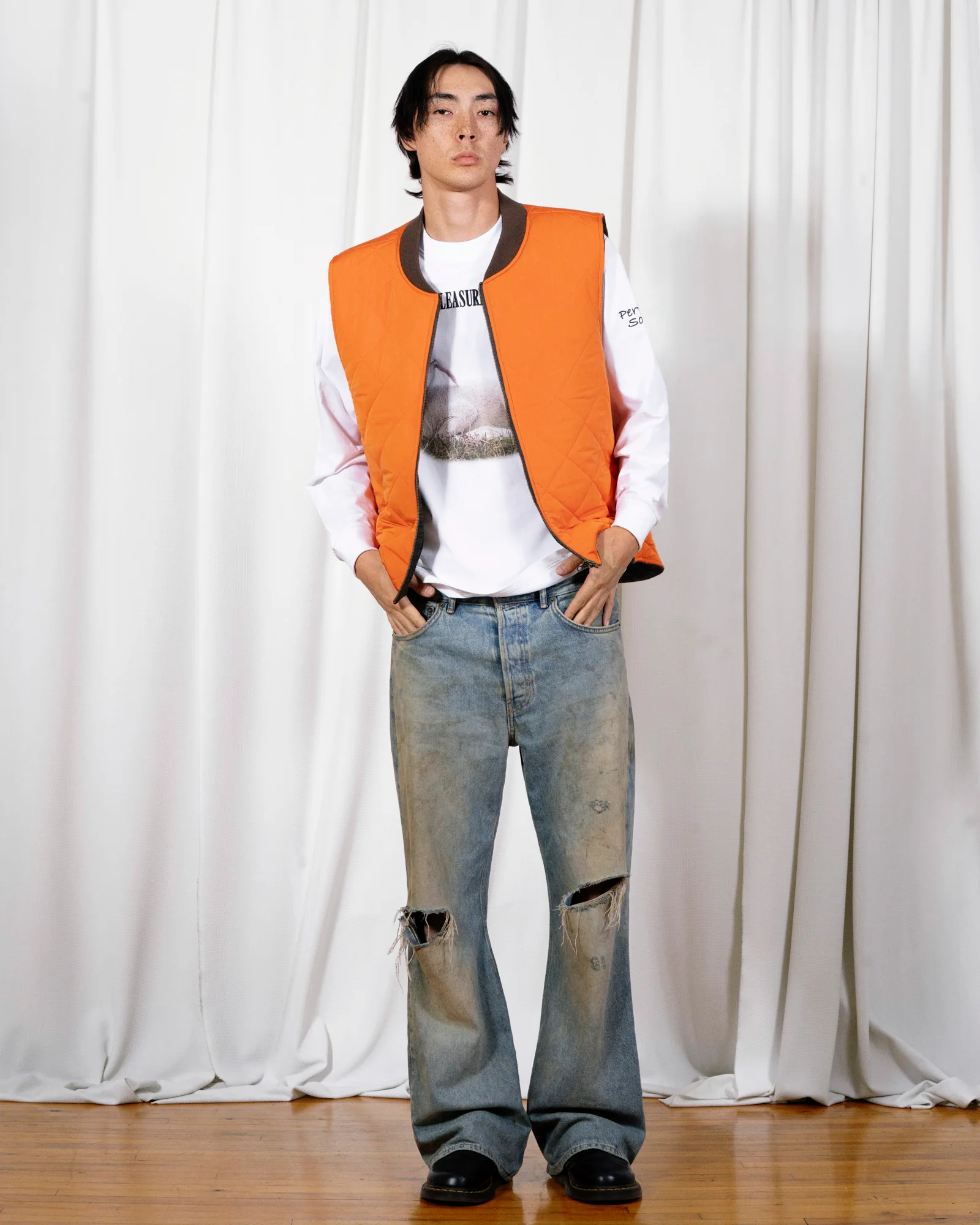 PLEASURES HORNS DENIM VEST - Tôpette Skateboards & Lifestyle