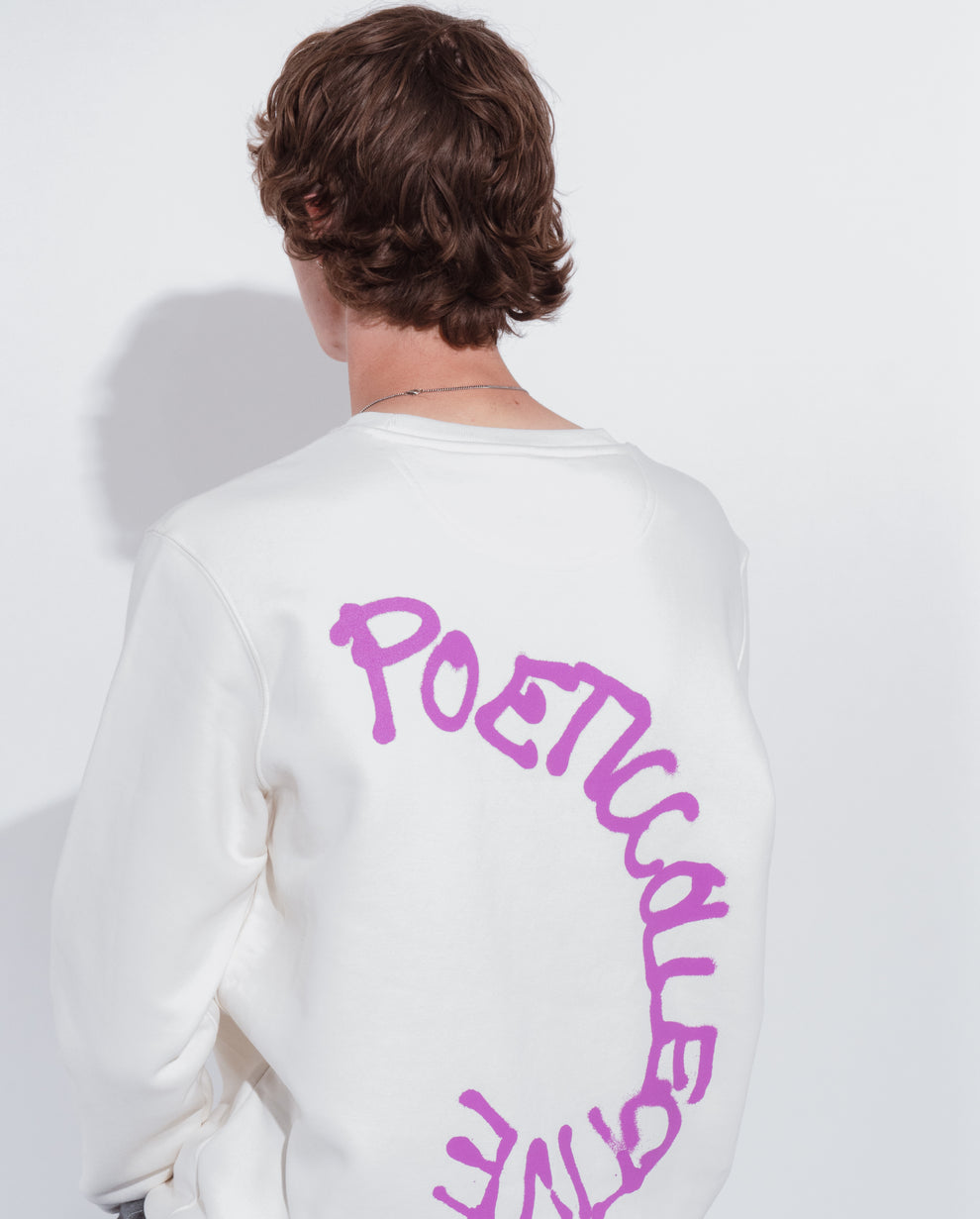 POETIC COLLECTIVE SPRAY CREWNECK IVORY - Tôpette Skateboards & Lifestyle
