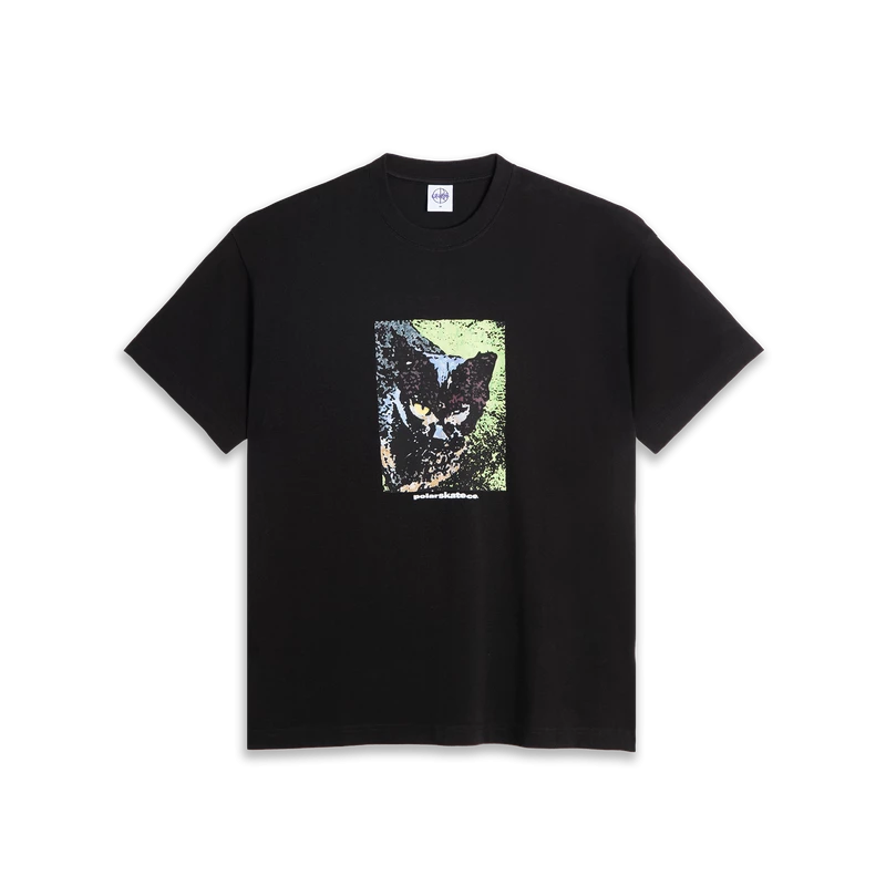 POLAR SKATE CO. TEE CAT BLACK