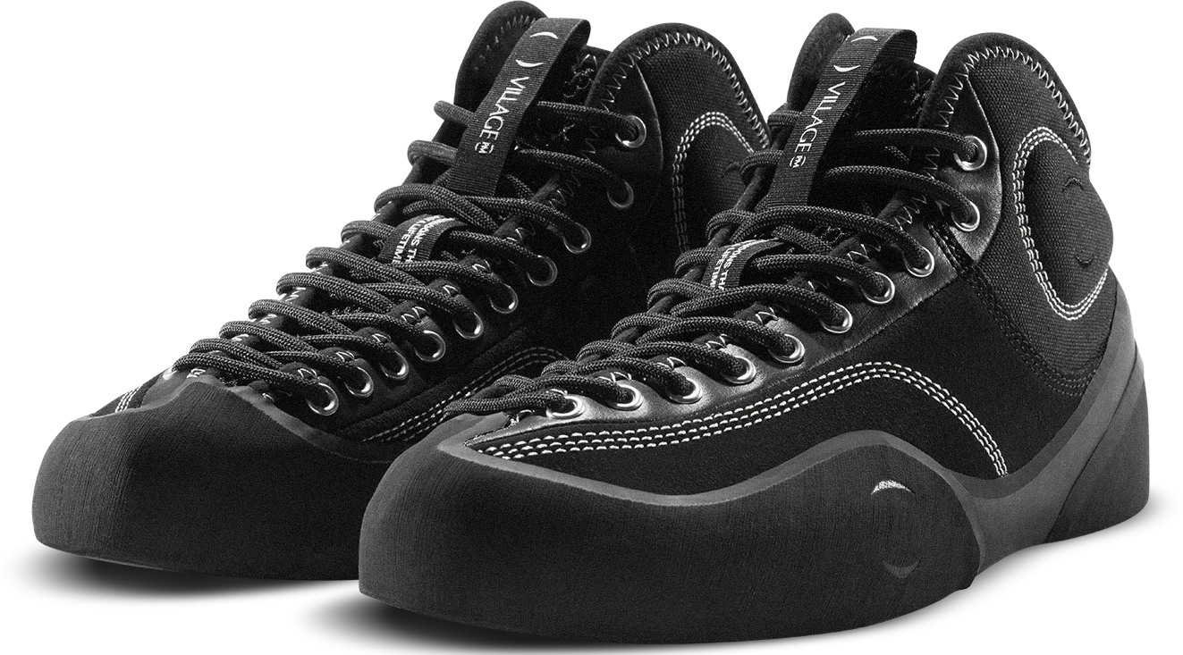 VILLAGE PM 1.00 PM MID BLACK SUEDE CANVAS  - Tôpette Skateboards & Lifestyle